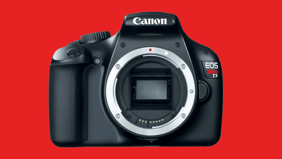 Product shot of the Canon EOS Rebel T3 / Kiss X50 DSLR