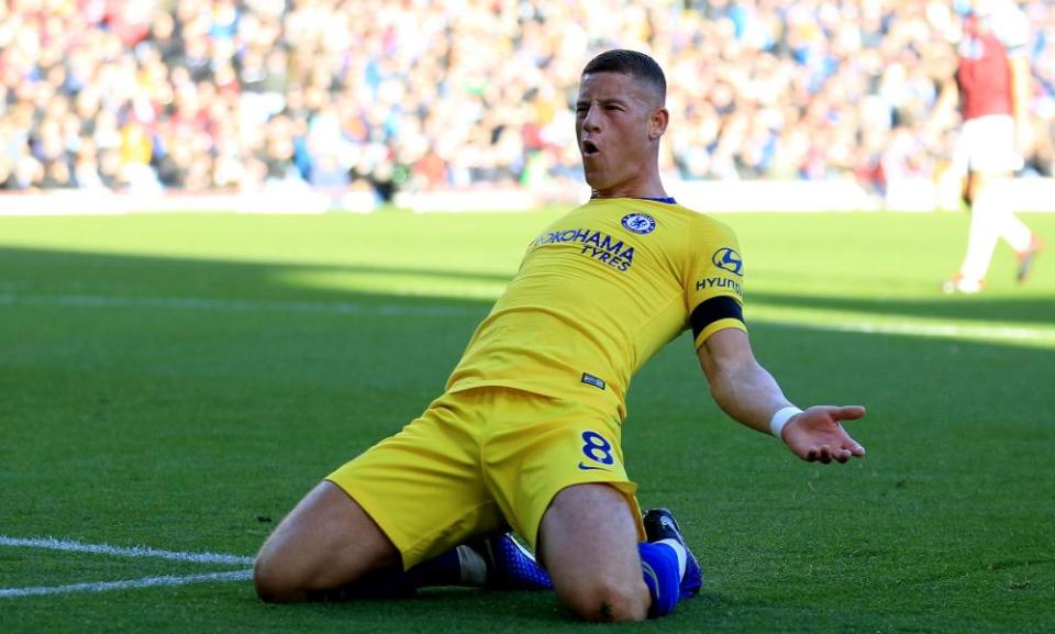 Ross Barkley celebrates after scoring at Burnley last week