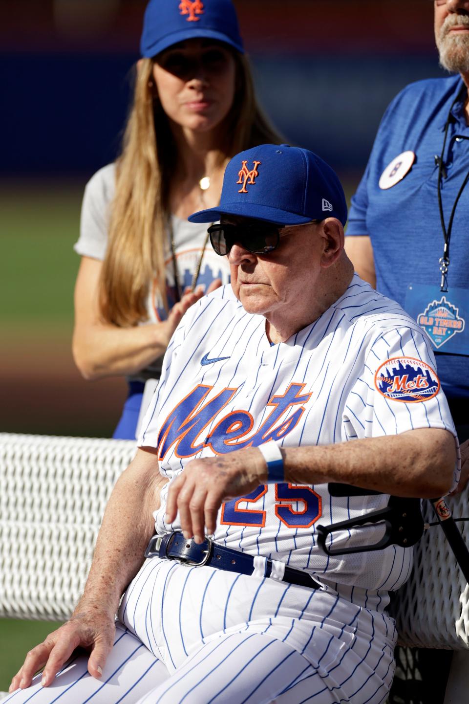 Former New York Mets' Frank Thomas during Old-Timers' Day ceremony before a baseball game between the Colorado Rockies and the New York Mets on Saturday, Aug. 27, 2022, in New York.