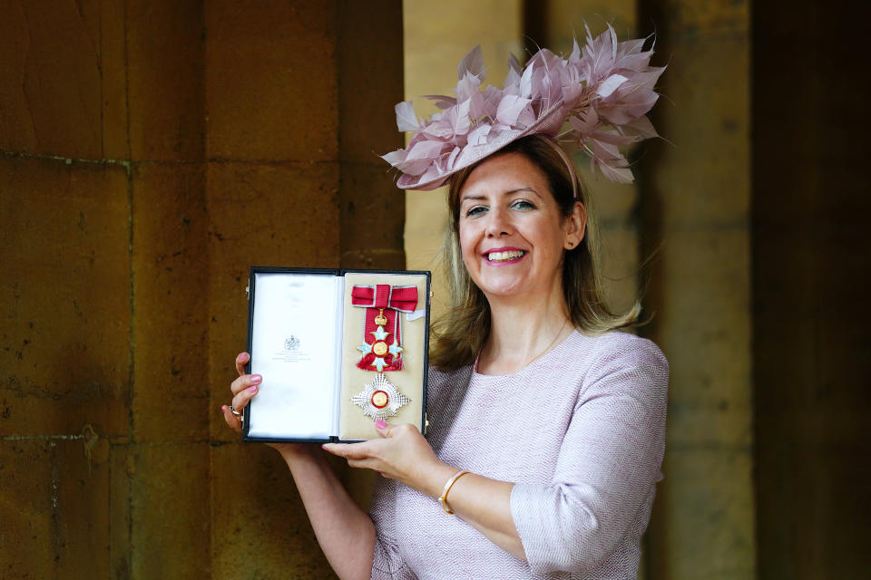 WINDSOR, ENGLAND - SEPTEMBER 26: Dame Andrea Jenkyns, formerly Assistant Whip and Minister for Skills for the Conservative Party, after being made a Dame Commander of the British Empire at an investiture ceremony at Windsor Castle on September 26, 2023 in Windsor, England. (Photo by Victoria Jones - Pool/Getty Images)