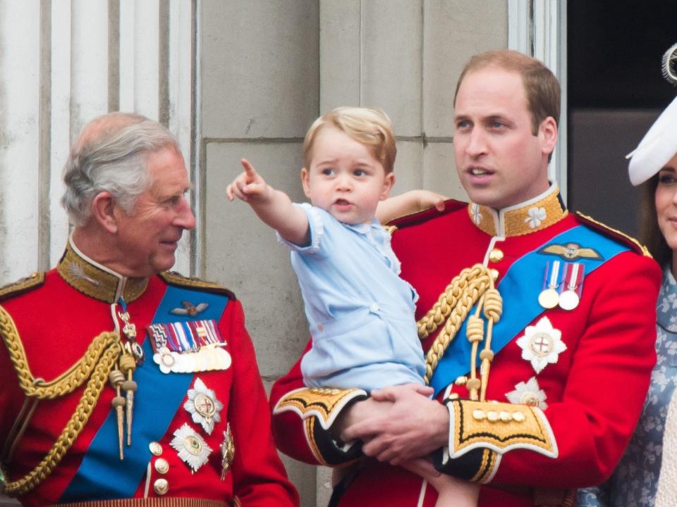 Prince Charles, Prince George, and Prince William at Trooping the Colour 2015.