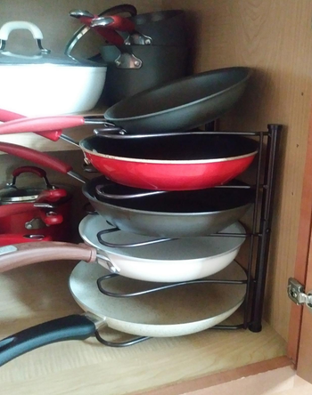 pans sitting in the organizer