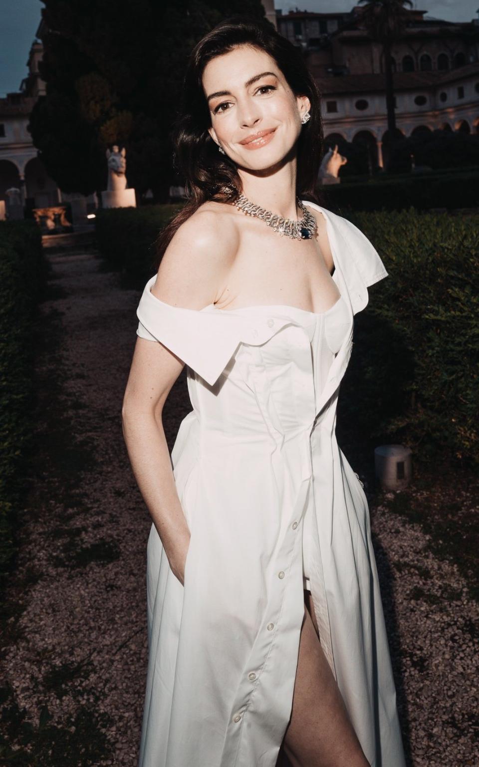 Anne Hathaway at the Bulgarian high jewelery event in Rome