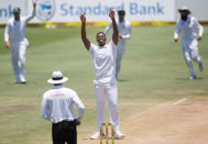 Cricket - India v South Africa - Second Test match - Centurion Stadium, Pretoria, South Africa - January 17, 2018. South Africa's Lungi Ngidi celebrates taking the wicket of India’s Jasprit Bumrah. REUTERS/James Oatway