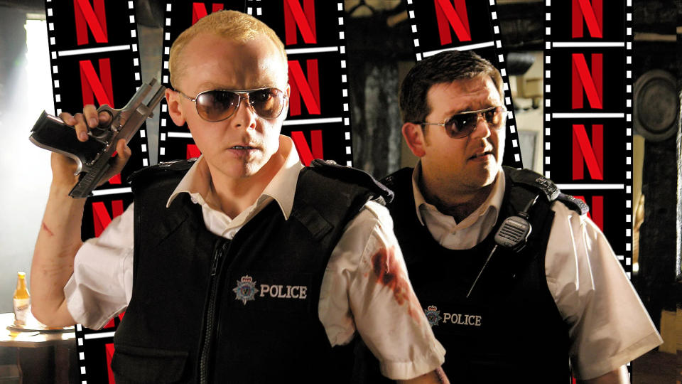 Simon Pegg and Nick Frost in 'Hot Fuzz'. (Credit: Universal)