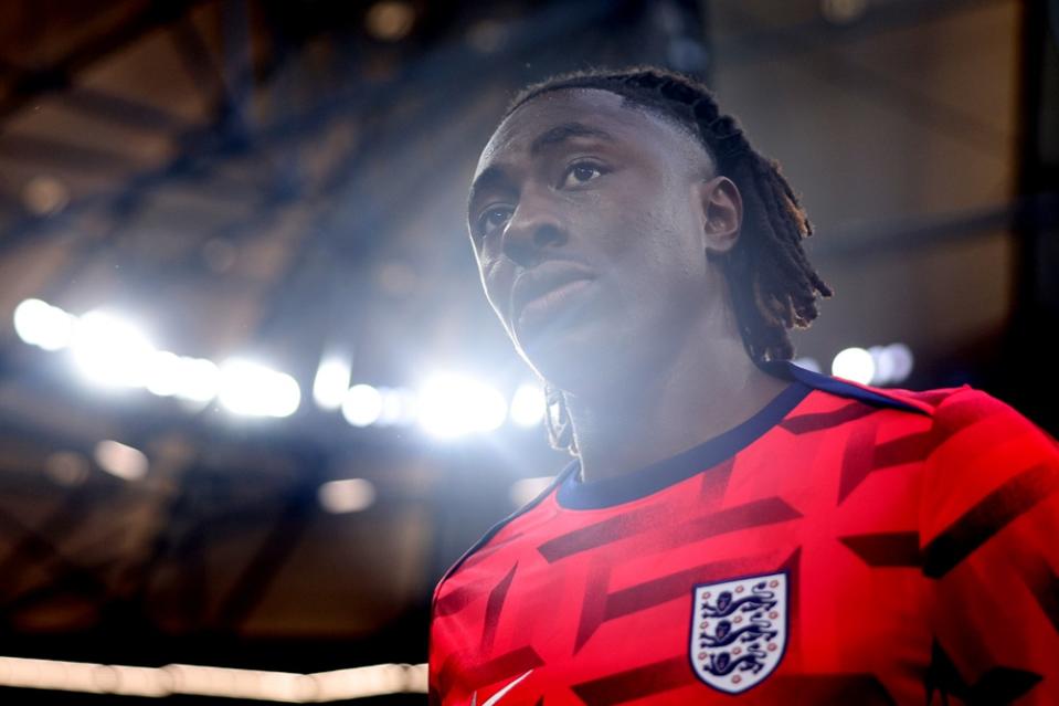 GELSENKIRCHEN, GERMANY: Eberechi Eze of England looks on prior to the UEFA EURO 2024 group stage match between Serbia and England at Arena AufSchalke on June 16, 2024. (Photo by Dean Mouhtaropoulos/Getty Images)