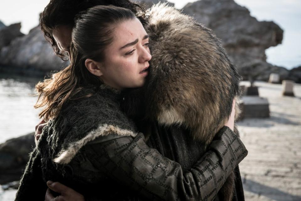 Should it ever see the light of day, the show would follow the beloved hero (pictured with Arya Stark, played by Maisie Williams) after he was exiled from the fictional land of Westeros after murdering his aunt, Daenerys Targaryen. Helen Sloan/HBO