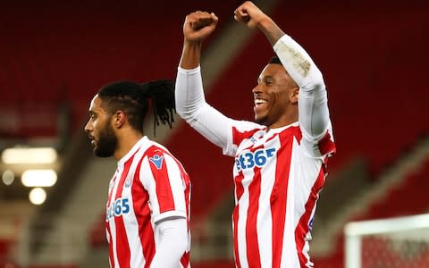 Tyrese Campbell celebrates putting Stoke in front  - Credit: getty images