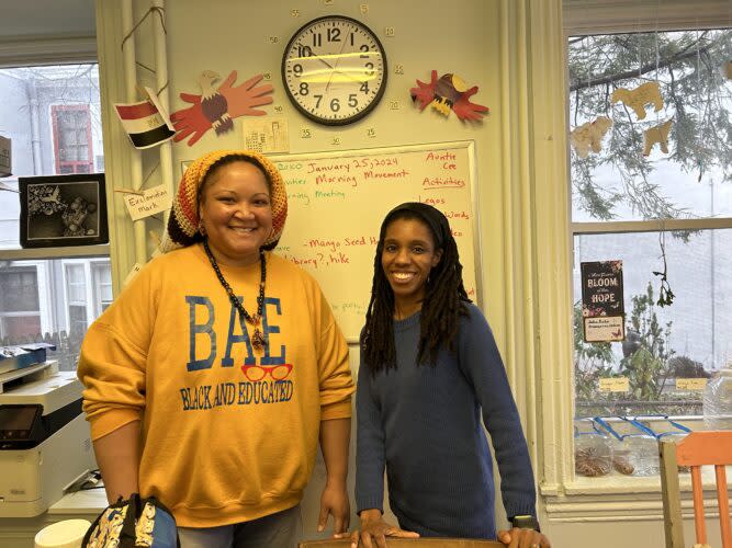 Celeste Preston (left) is a former charter school educator who now teaches at Koku-Roku_ Jasmine Miller is one of the founding parents. (Kerry McDonald)
