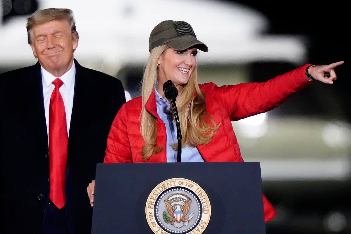 Kelly Loeffler at a campaign event backed by Donald Trump (Copyright 2021 The Associated Press. All rights reserved.)