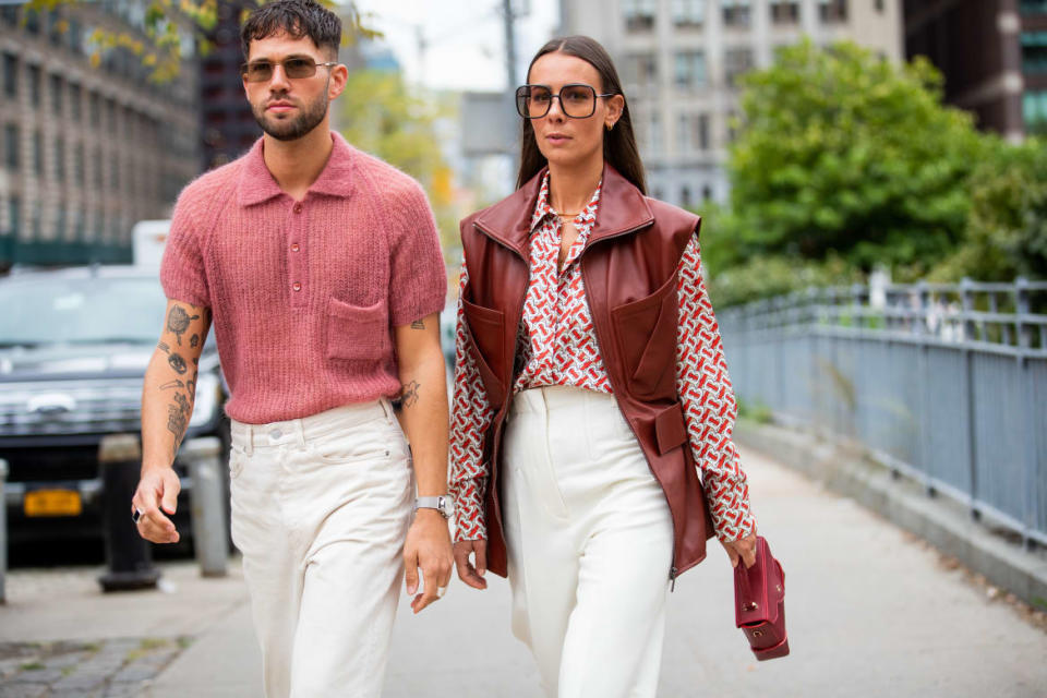 <div class="inline-image__caption"><p>'Couple' Jean-Sebastien Roques and Alice Barbier seen outside Sally LaPointe during New York Fashion Week on September 10, 2019 in New York City.</p></div> <div class="inline-image__credit">Christian Vierig/Getty Images</div>