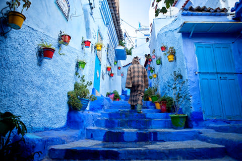 Chefchaouen is full of secret squares, lanes and alleys painted in vivid blue hues - Credit: getty