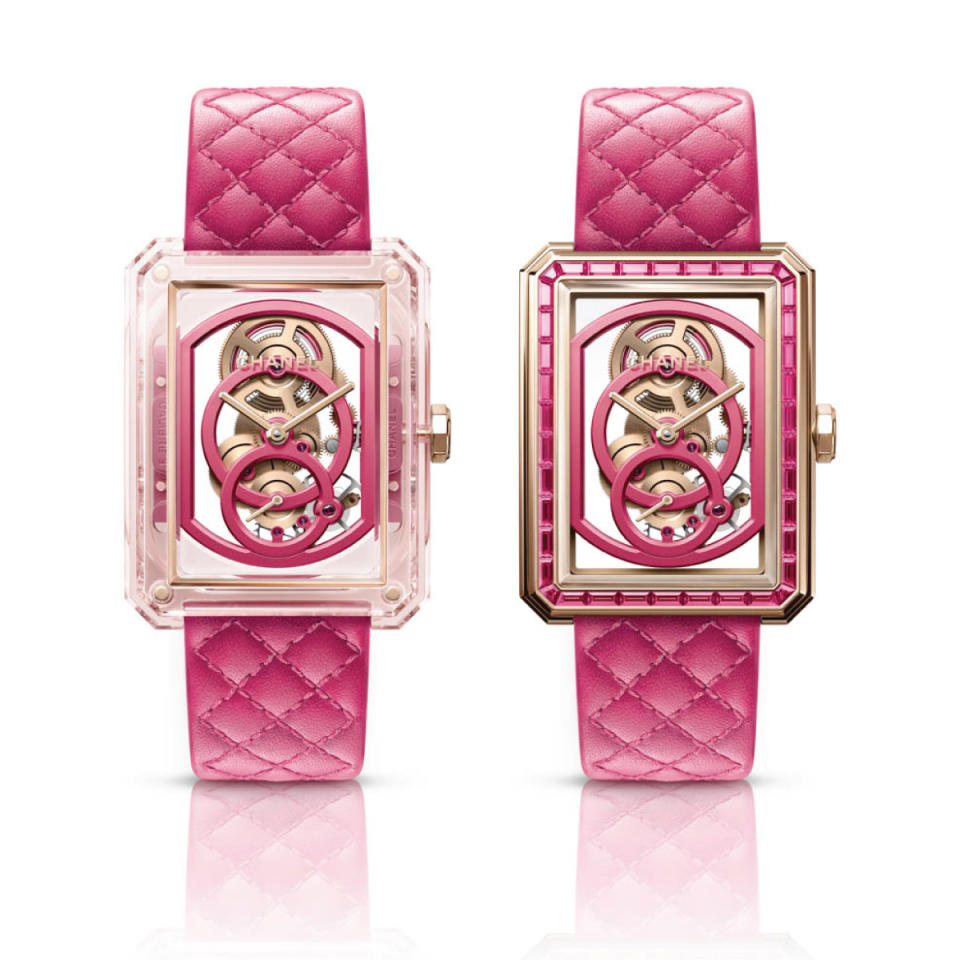 Chanel Boy-Friend Skeleton X-Ray Pink (L) and Skeleton Pink (R)