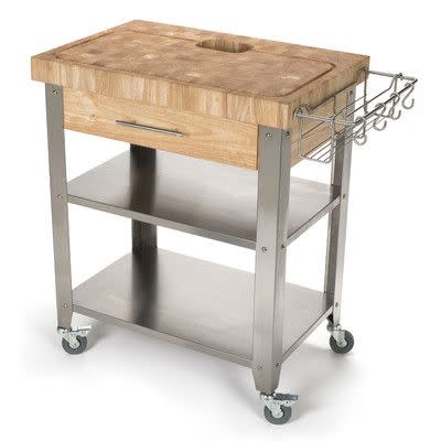 Chris & Chris Pro Stadium Kitchen Cart with Butcher Block Top