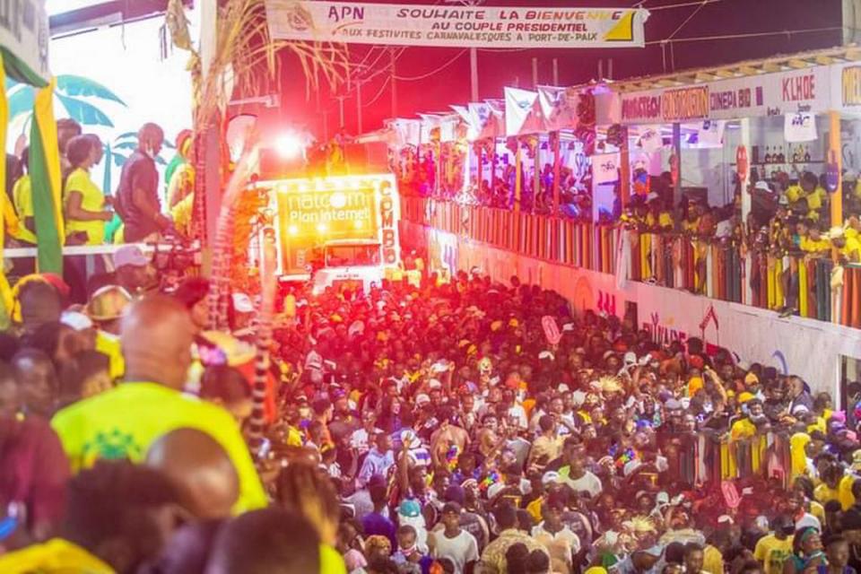 Haitians party in Port-de-Paix, Haiti during the country’s three day National Carnival, which began on Sunday, February 14, 2021. The potential COVID-19 super spreader has led to the Bahamas issuing a temporary ban.