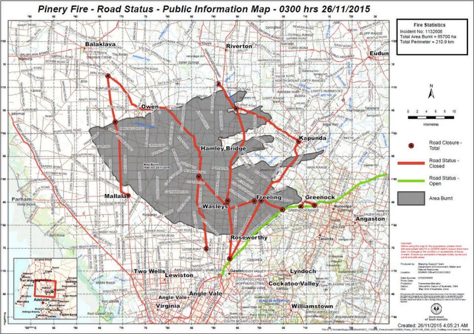 This map shows the road closures. Photo: SA Police