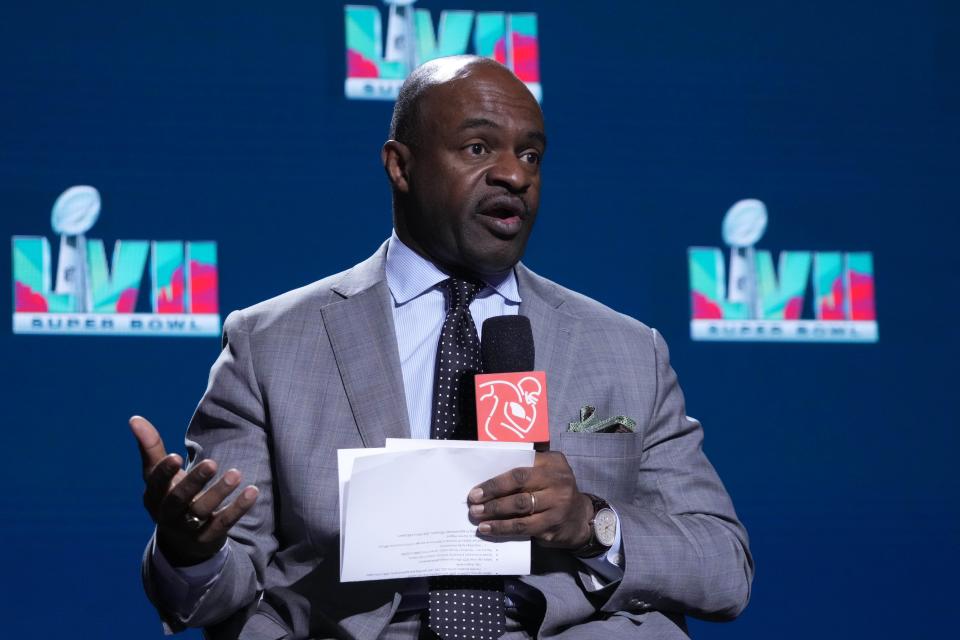 NFL Players Association executive director DeMaurice Smith speaks during the NFLPA press conference at the Phoenix Convention Center.
