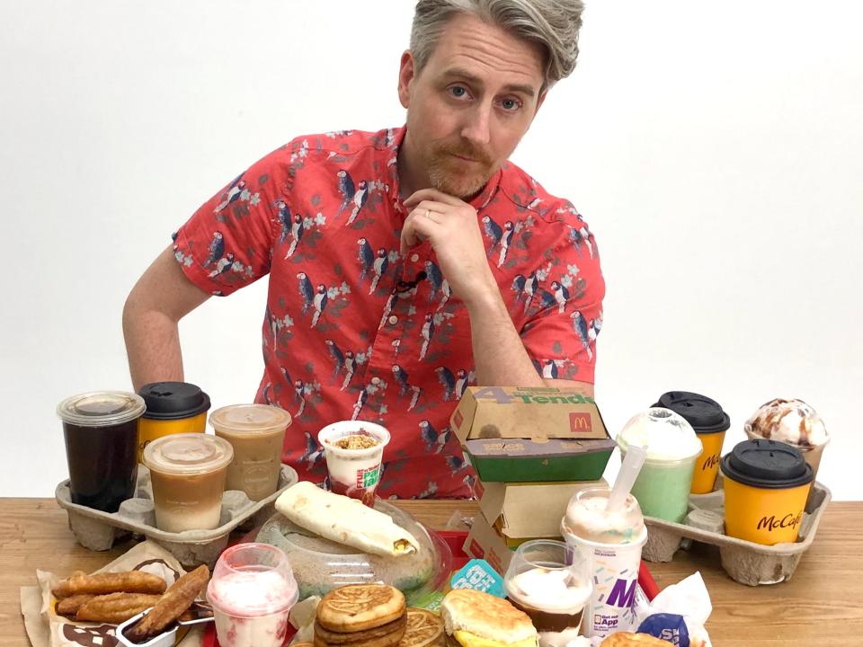 Joe with a table full of McDonald's