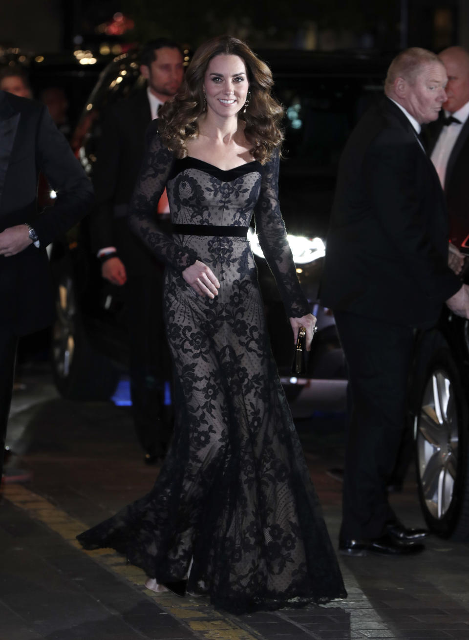 The Duchess of Cambridge stunned in a McQueen dress at the Royal Variety Performance. [Photo: Getty]