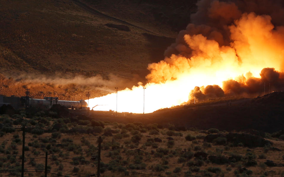 Space Launch System rocket booster test in Utah
