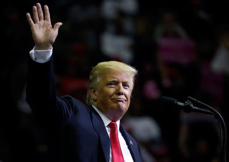 U.S. President Donald Trump speaks at a campaign rally for U.S. Senator Ted Cruz (R-TX) in Houston, Texas, U.S., October 22, 2018. REUTERS/Leah Millis