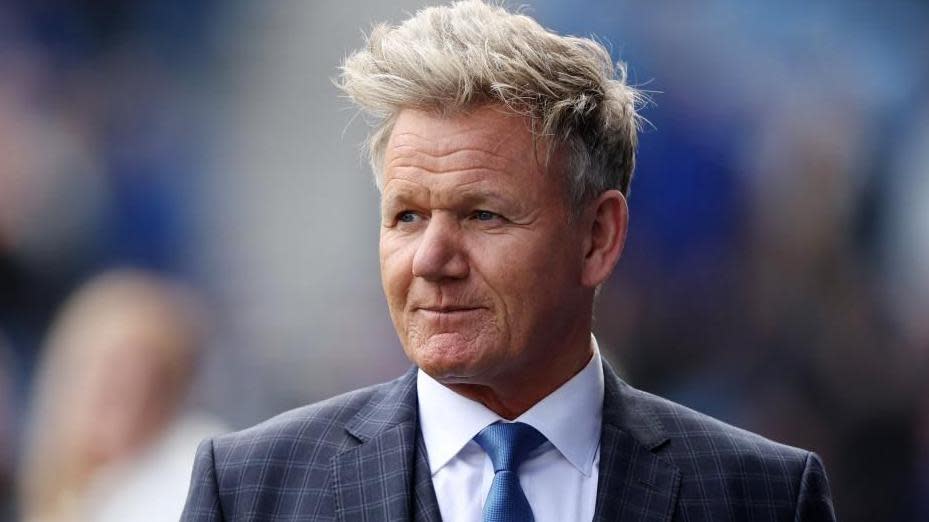 Chef Gordon Ramsay is seen before the  Rangers v Celtic match in Ibrox Stadium, Glasgow, Scotland, Britain - April 7, 2024