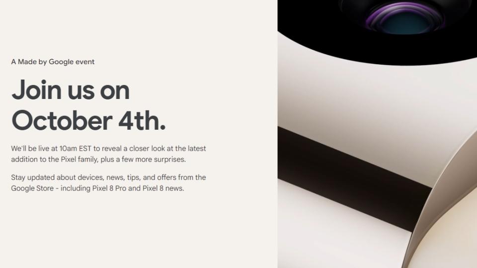 An invite to Google's Pixel 8 launch event