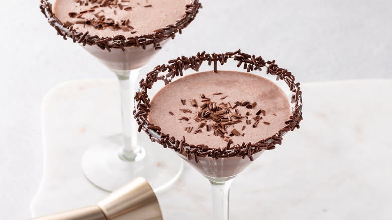 chocolate shavings in a cocktail