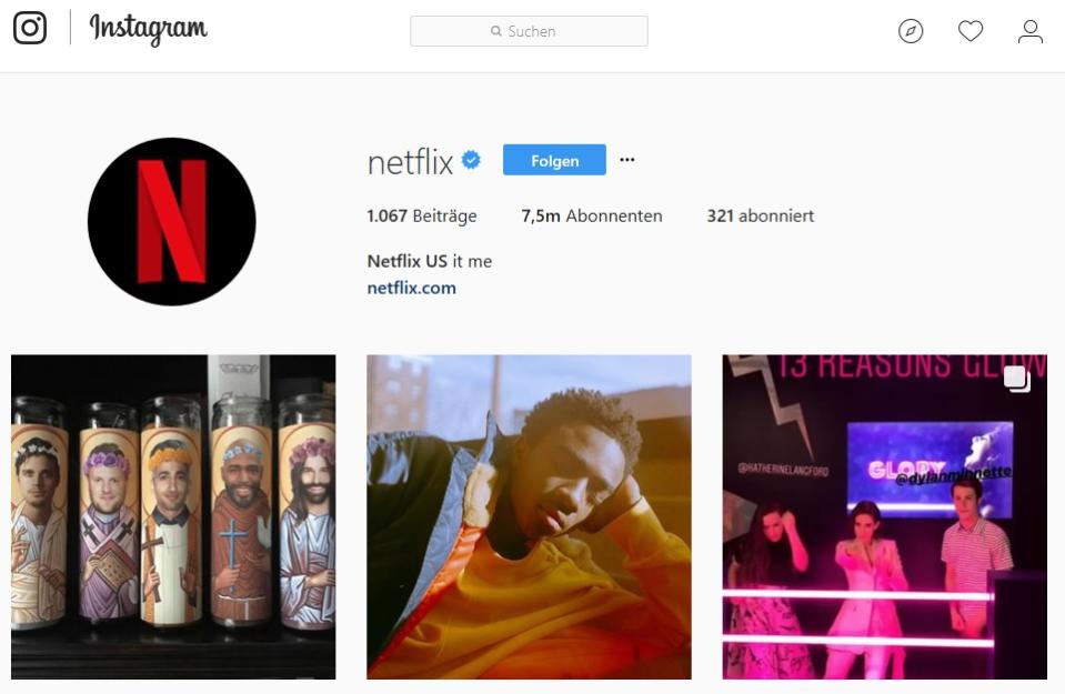 <p>Netflix hat in den vergangenen Jahren einen Siegeszug sondergleichen hingelegt. Auf Instagram konnte Netflix die Konkurrenz von Amazon schon abhängen: 7,4 Millionen folgen dem Streamingportal. </p>