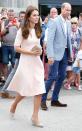 <p>Kate and William visit Healey's Cornish Cider Farm in Truro, England. The Duchess wore a dress by American designer Lela Rose.</p>