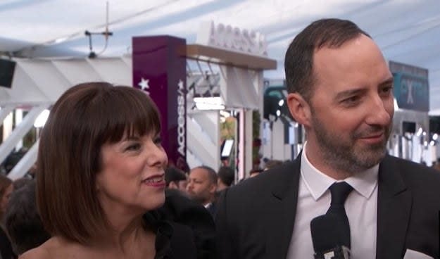 Tony Hale attends the 2018 SAG Awards with Tina, his former acting teacher