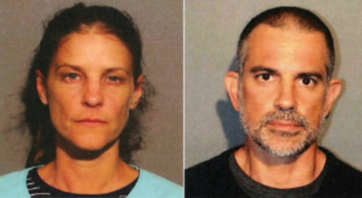 In 2019, Michelle Troconis, left, and Fotis Dulos, right, were arrested on charges of evidence tampering and hindering prosecution in the disappearance of Jennifer Dulos (New Canaan Police Department via AP)