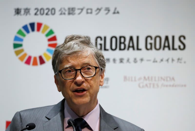 Bill Gates, co-chair of the Bill & Melinda Gates Foundation, attends a news conference as the foundation teams up with the Japan Sports Agency and Tokyo 2020 to promote the Sustainable Development Goals in conjunction with the Olympics, in Tokyo