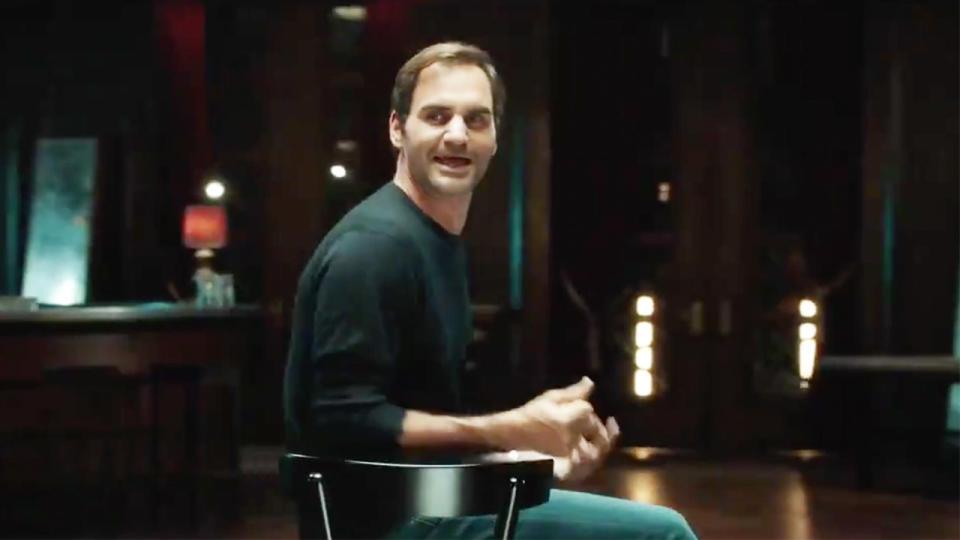 Roger Federer (pictured) singing during a new commerical.