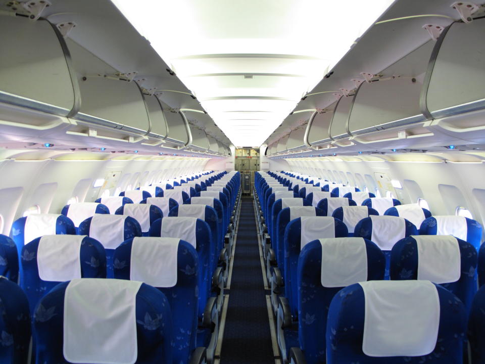 Inside of a long-haul flight