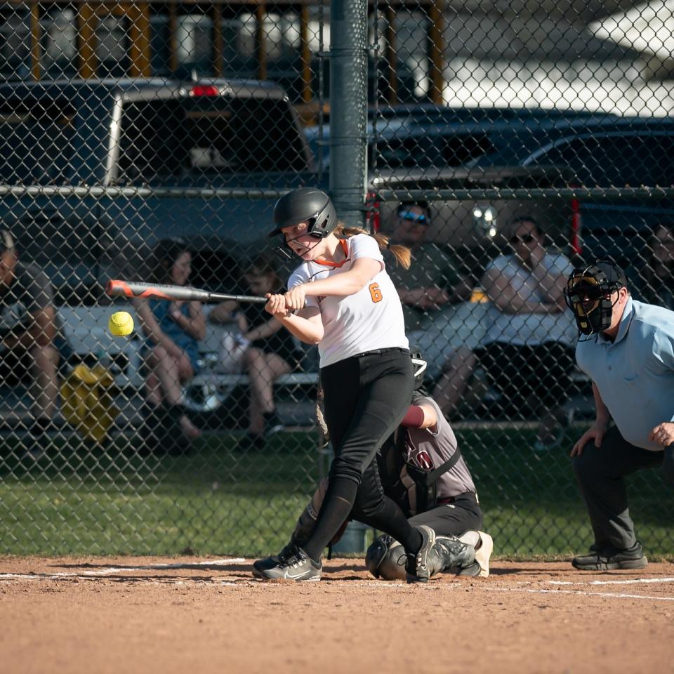 Cooperstown's Emerson Lippitt swings at a pitch against Oriskany at Piersma Field Friday.