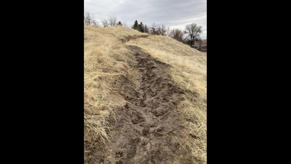 The Heroes Trail in the Military Reserve is deeply rutted with footprints as trail users have used the route while it’s wet or muddy, Ridge to Rivers said.