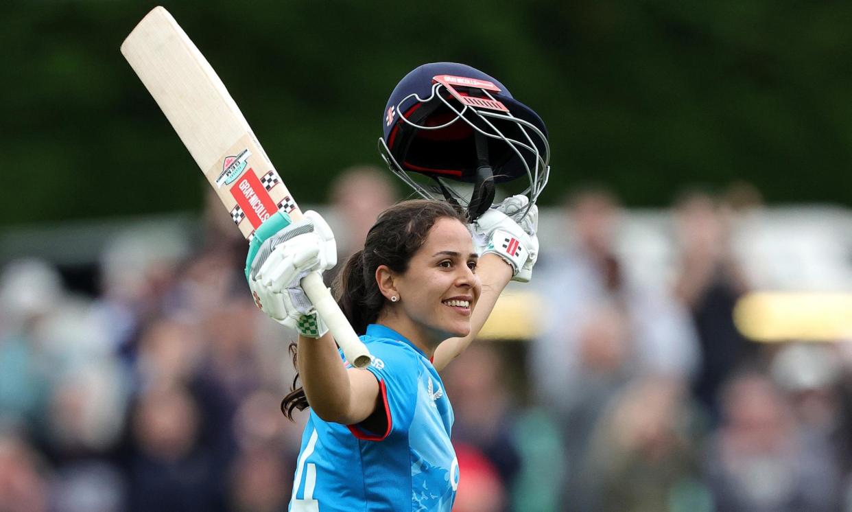 <span>Maia Bouchier clinched her maiden century by scoring the winning runs for England.</span><span>Photograph: David Rogers/Getty Images</span>