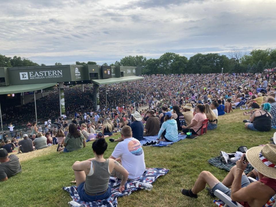 Fans at Pine Knob Music Theatre gather ahead of Tenille Townes' set on June 25, 2022.