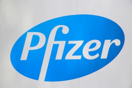 The Pfizer logo is seen at their world headquarters in Manhattan, New York, U.S., August 1, 2016.  REUTERS/Andrew Kelly