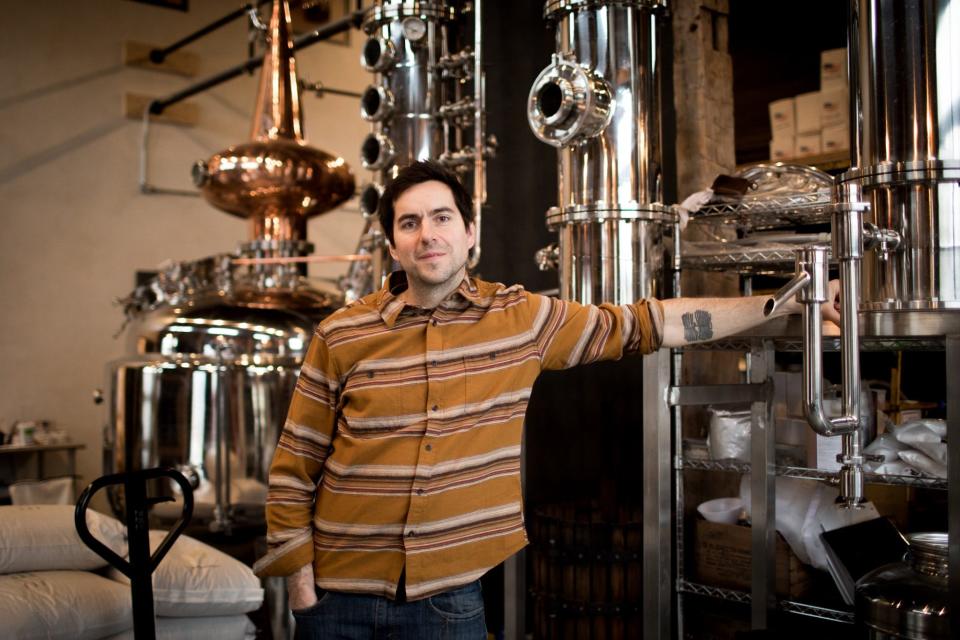 Karl Neubauer, head distiller and co-owner of Hollerhorn Distilling in Naples, is seen here in March 2020 in the distillery on County Road 36, where he began making hand sanitizer to meet demand during the pandemic including for the Finger Lakes Visitors Connection's #VisitConfidently Resource Center.