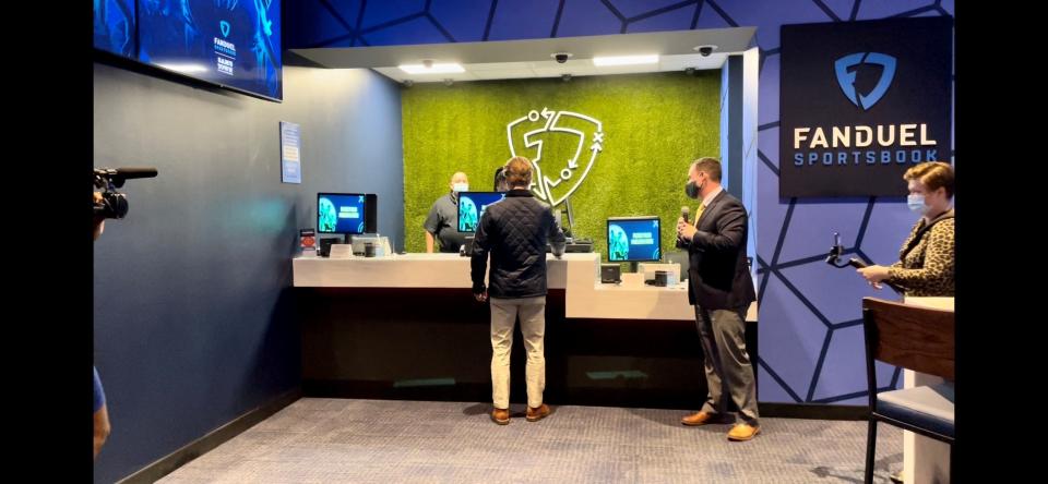 FanDuel Sportsbook opened its doors Friday morning at Sam's Town Casino. Erik Evenson, Director of Media and Community Relations at the Independence Bowl placed the first bet on the Cowboy's.