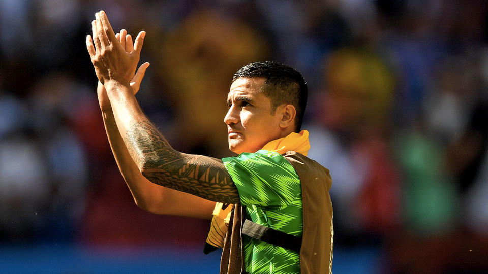 Tim Cahill’s final appearance came against Peru at the World Cup. Pic: Getty