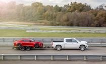 <p>Our frustration with the Silverado is rooted in its ride and the noodly feel of the structure. Chevy followed its crosstown rival down the aluminum road only a short way, stamping the hood, doors, and tailgate from aluminum. The body and box are still steel.</p>