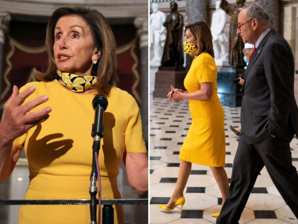 nancy pelosi yellow lemon face mask