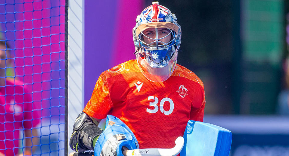 Seen here, Australian men's hockey star Andrew Charter at the 2022 Commonwealth Games. 