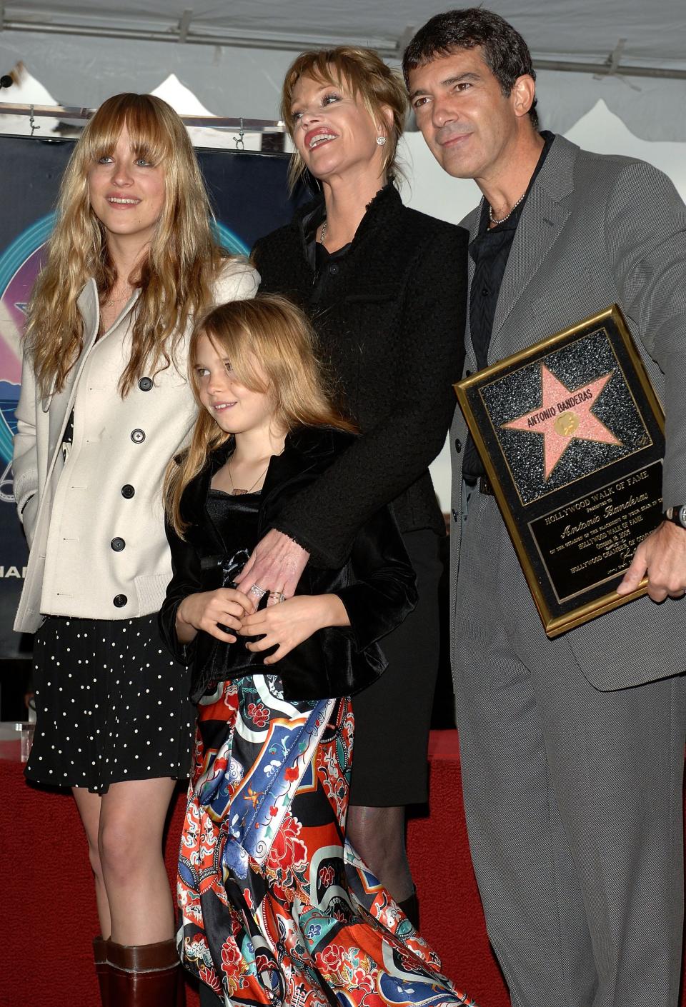 Dakota Johnson, Stella Banderas, Melanie Griffith, and Antonio Banderas Hollywood Walk of Fame 2005