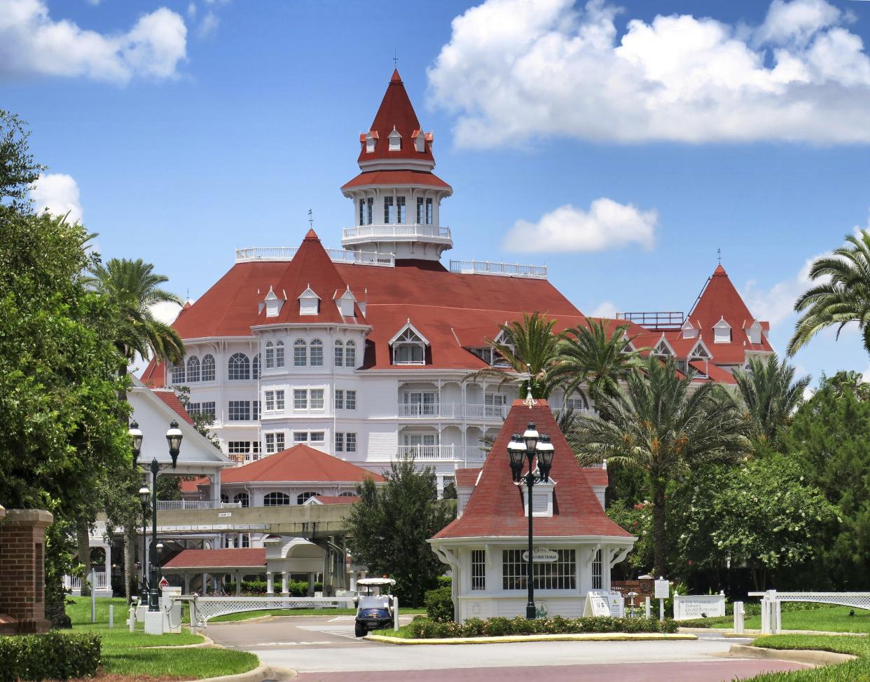 A view of Disney's Grand Floridian Resort main entrance, at Walt Disney World in Lake Buena Vista, Fla. on Monday, June 22, 2020. The Villas at the Grand Floridian opened Monday as a part of select resorts in the first group to reopen since being shutdown by the coronavirus pandemic in March.