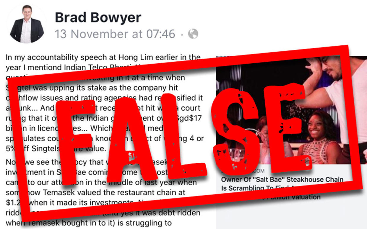 Fake news law used for first time over PSP member's Facebook post