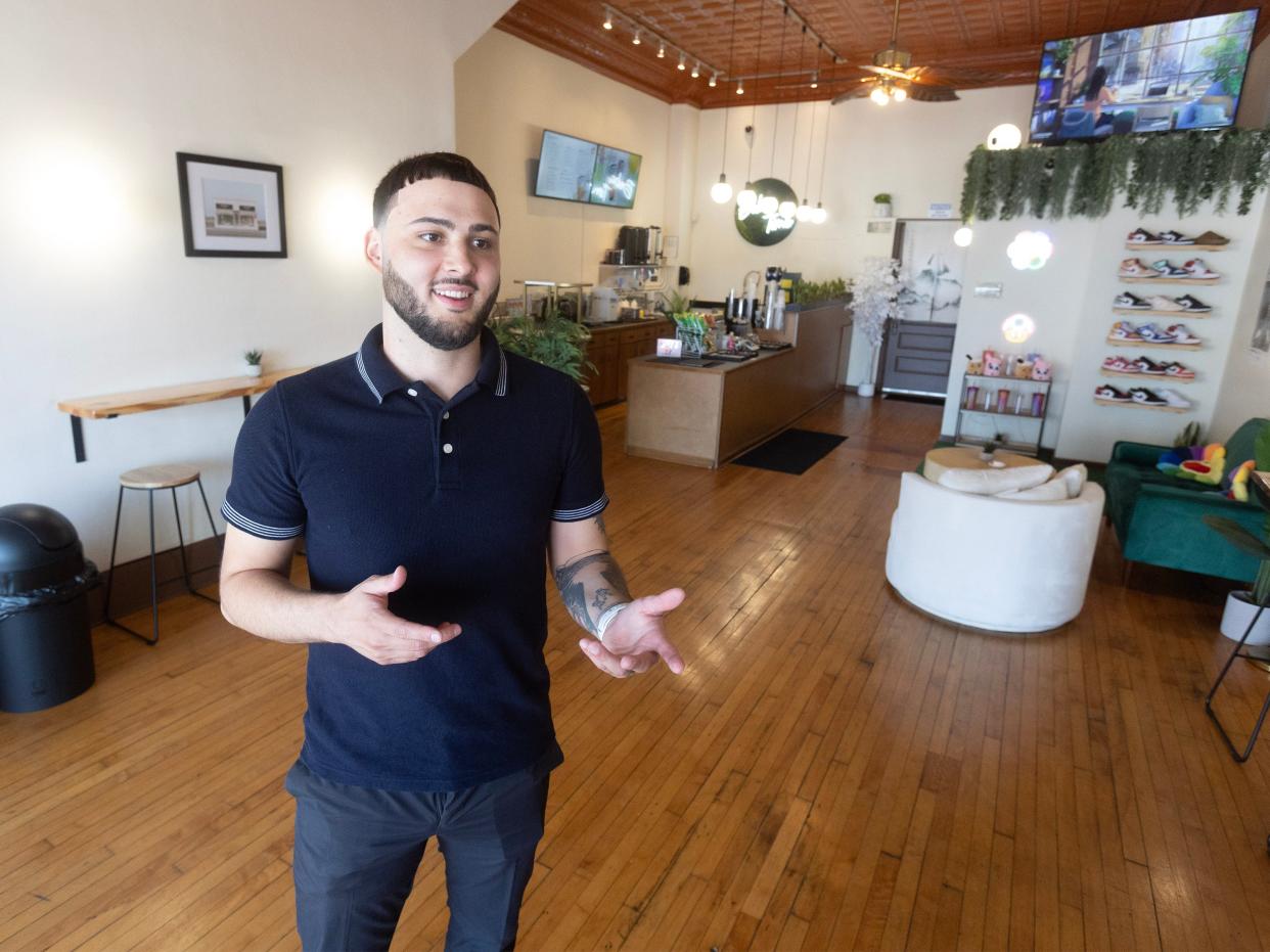 Maverick Sales talks about his new business in downtown Massillon, Golden Tiger Tea at 115 Lincoln Way W. Sales grew up in Massillon and moved to Plain Township as a teenager. He graduated from GlenOak High School in 2013.